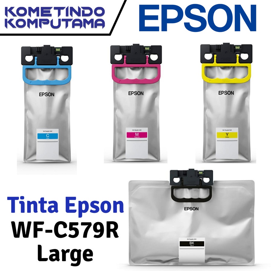 T01D Cyan LARGE Tinta Epson Biru WorkForce Pro WF-C579R 100% ORIGINAL C13T01D200