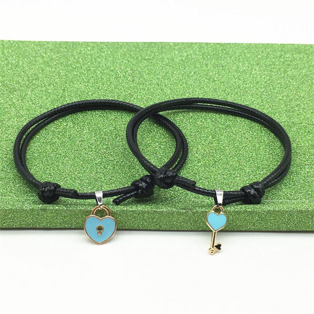 Hu Hu Hu Hu Hu Alat Bantu Pasang Kacamata♡ 1 Pasang Gelang Rantai Adjustable Bahan Resin Aksen Kunci Hati Untuk Pasangan