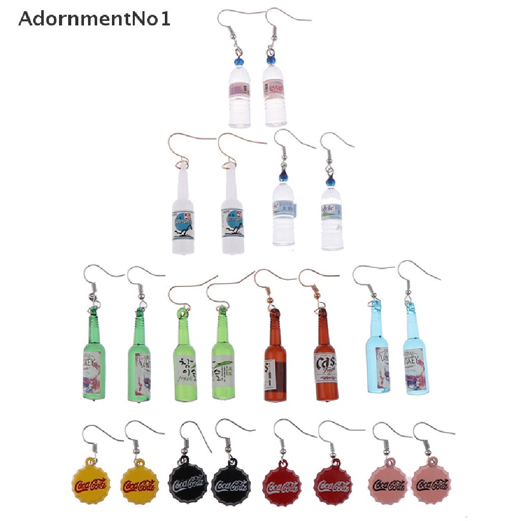 (AdornmentNo1) 1 Pasang Anting Kait Gantung Desain Botol Bir Handmade DIY Untuk Wanita