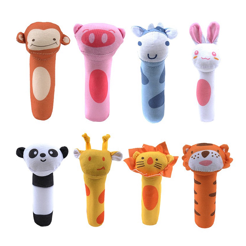 ❤GTB❤ Mainan Boneka Tangan Bayi Bunyi / Baby Hand Rattle Toy Stick / Genggam Bayi Boneka Hewan R579