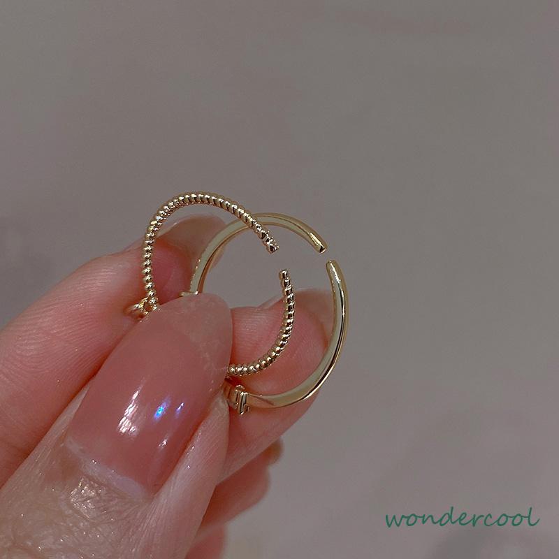 Cincin Adjustable Desain Hati Hias Kristal Zircon Gaya Korea Untuk Wanita -Won