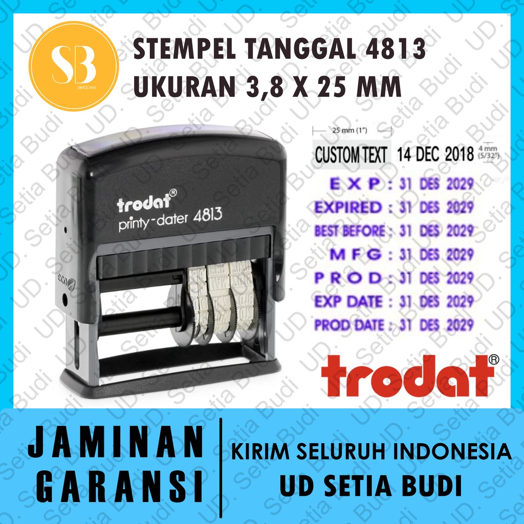 Stempel Trodat Tanggal Custom 4813 ukuran 3,8 x 25 mm
