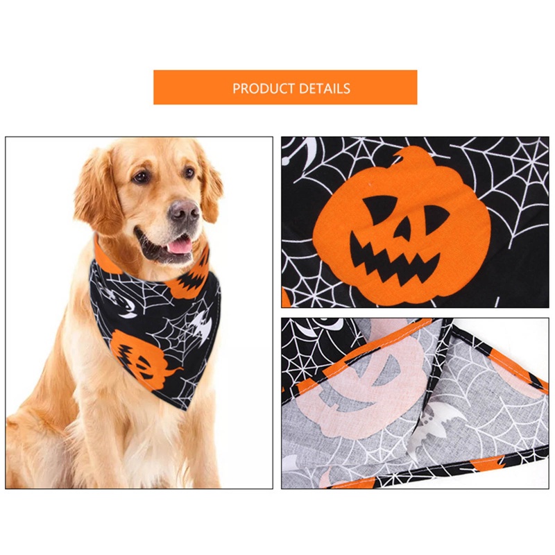 Syal Air Liur Tema Halloween Warna Oranye / Hitam Untuk Anjing / Kucing Peliharaan