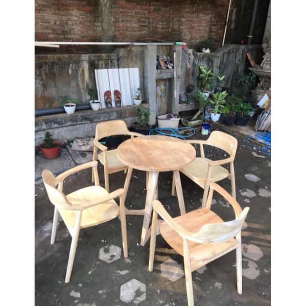 set kursi cafe herosima kayu jati,set kursi cafe kayu jati premium,set kursi makan minimalis modern 