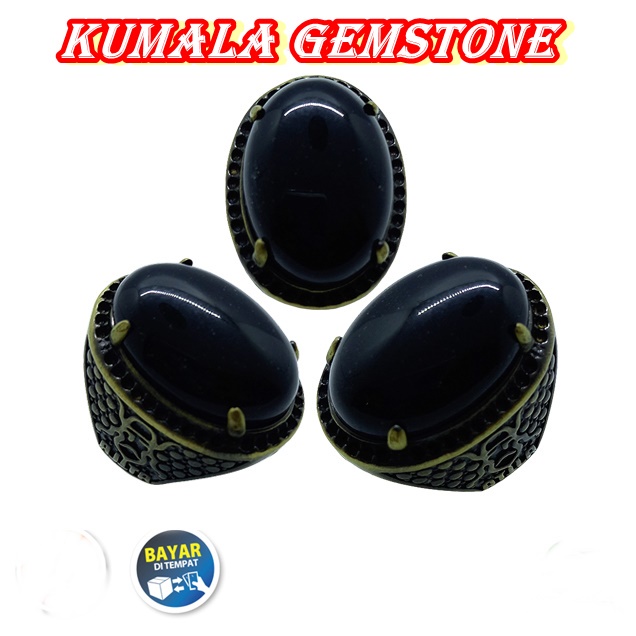 Akik cincin batu black onyx elegant