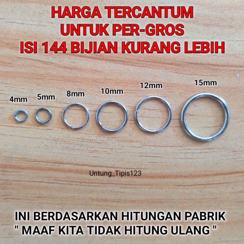 Jump Ring Nikel Banyak ukuran Ring O pengait Ring Bulat pengunci Ring Penyambung Warna Silver