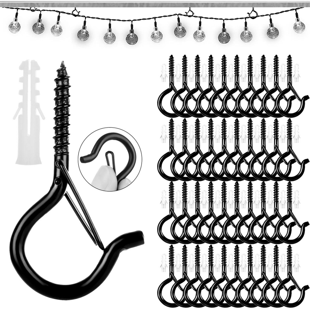 Nickolas1 Q-Kait Gantungan 20pak Desain Gesper Pengaman Tahan Lama Kait Sekrup Untuk Lampu Natal Untuk Tanaman Gantung Gantungan Tanaman