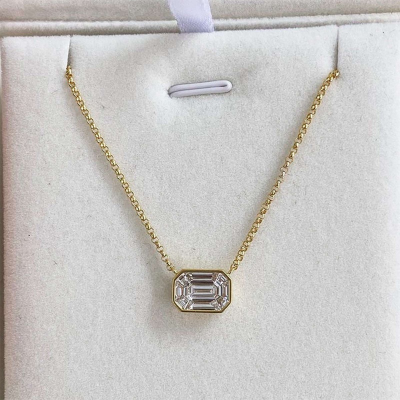 Kalung Dengan Liontin Bentuk Geometris Bahan Cubic Zirconia Untuk Wanita