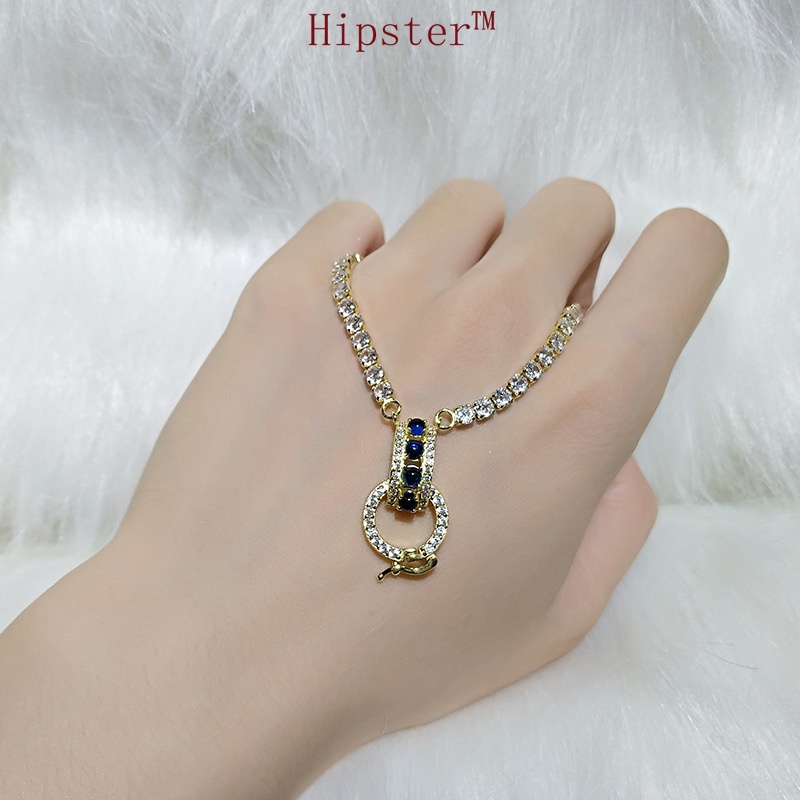 Classic Hot Sale Fashion Ring Full Diamond Sapphire Gold Pendant Necklace