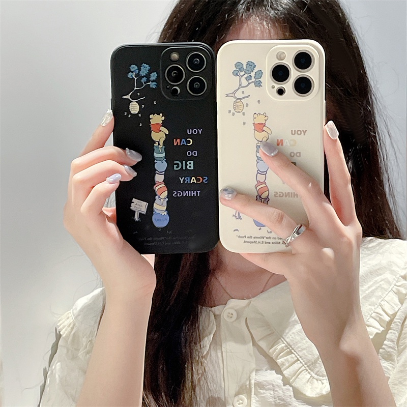 Fun and cute honey winnie the pooh case iphone 11 pro max 13 pro max 12 pro max Xs max XR 7/8 plus se2020 side pattern square soft case