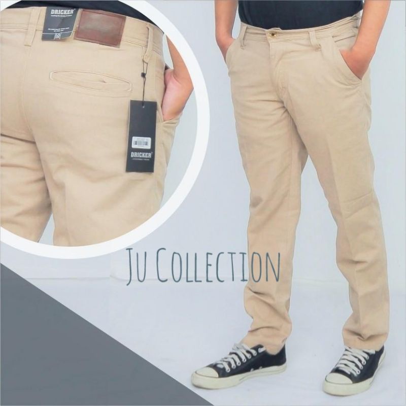 Celana Panjang Pria Chino Katun Twill Premium Original Driker Hitam Krem Abu Size 28 Sampai 38