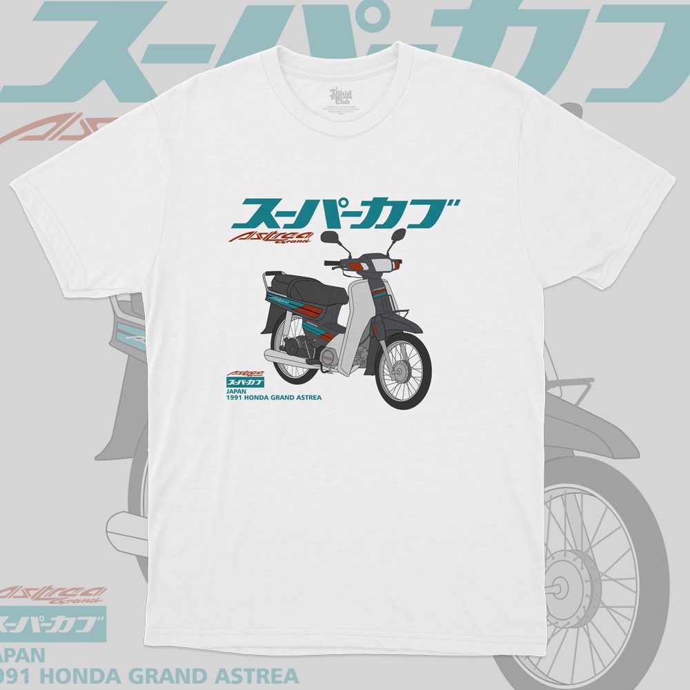 Original Kaos Distro Clothing Vintage Honda Astrea Grand Putih Unisex Tee