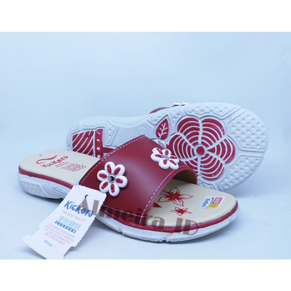 Sandal Anak Perempuan Kickers Selop Motif Bunga | Sandal Anak Casual | Sandal Slide Anak