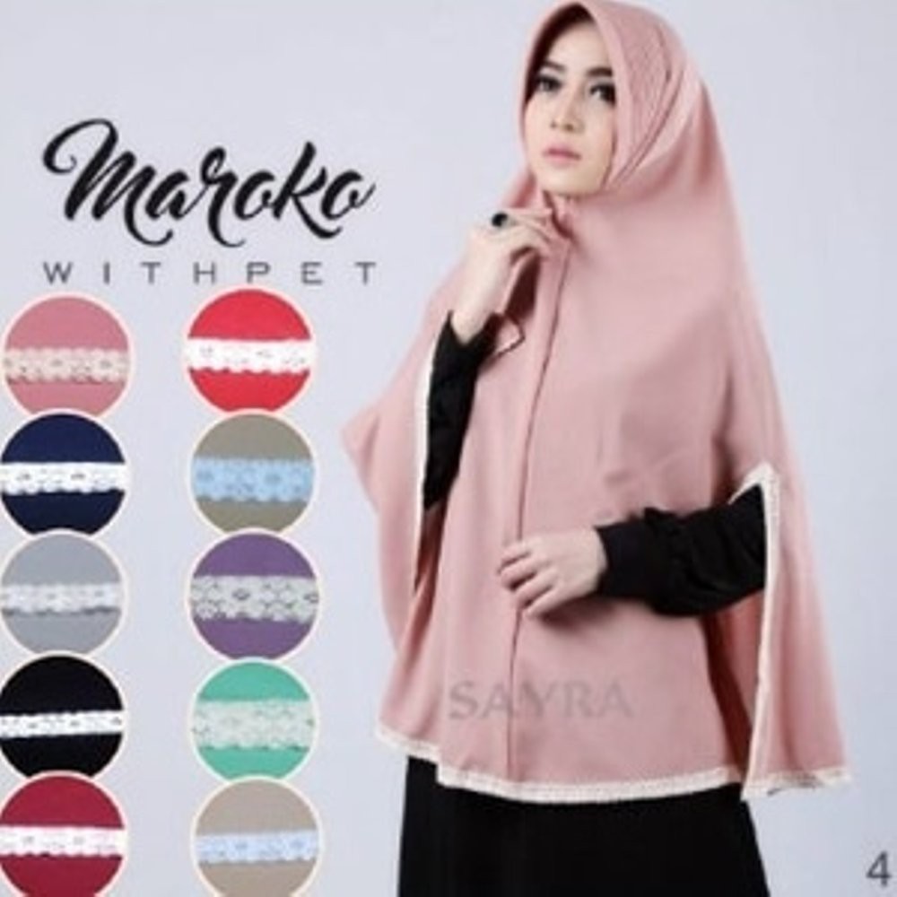 Khimar Maroko Withpet Jilbab Instan Syari Maroco Hijab Kimar Instan Marocco Pet Kerudung Dusty Pink