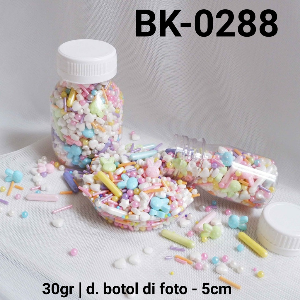 

BK-0288 Sprinkles sprinkle springkel 30gr kelinci mutiara warna pastel yamama baking grosir murah sprinkles cake dekorasi mutiara trimit decoration story sprinklestory sprinklesstory sprinkle story yamama baking