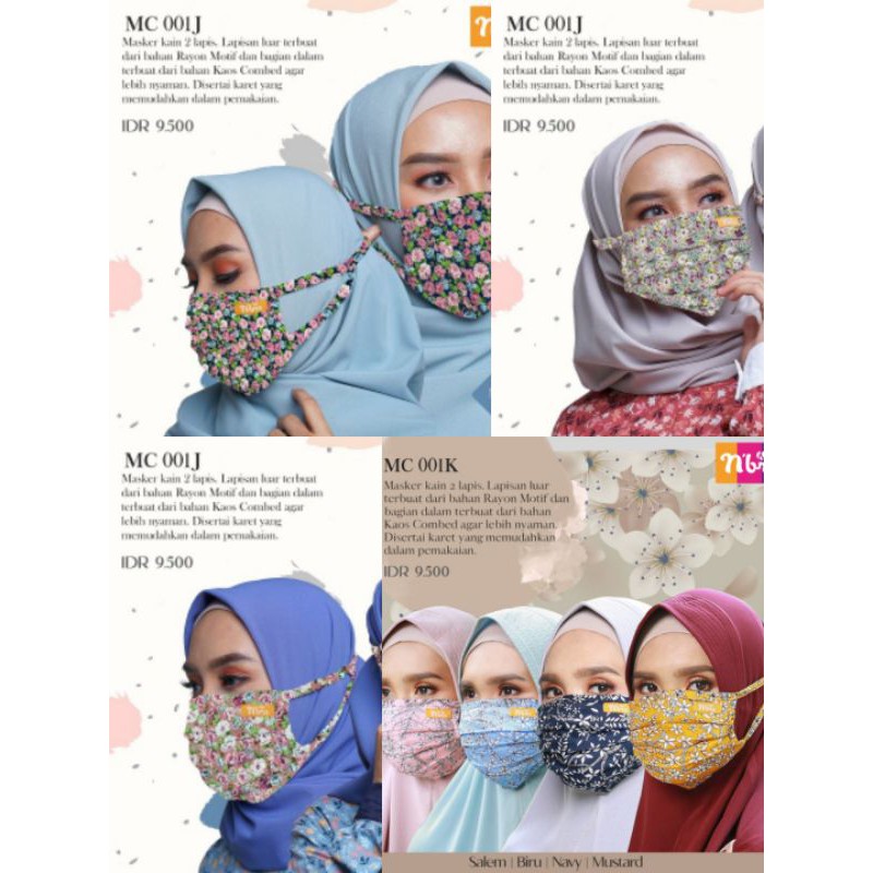 MASKER KARET BUNGA NIBRAS, MASKER KARET MOTIF BUNGA, MASKER DEWASA KARET