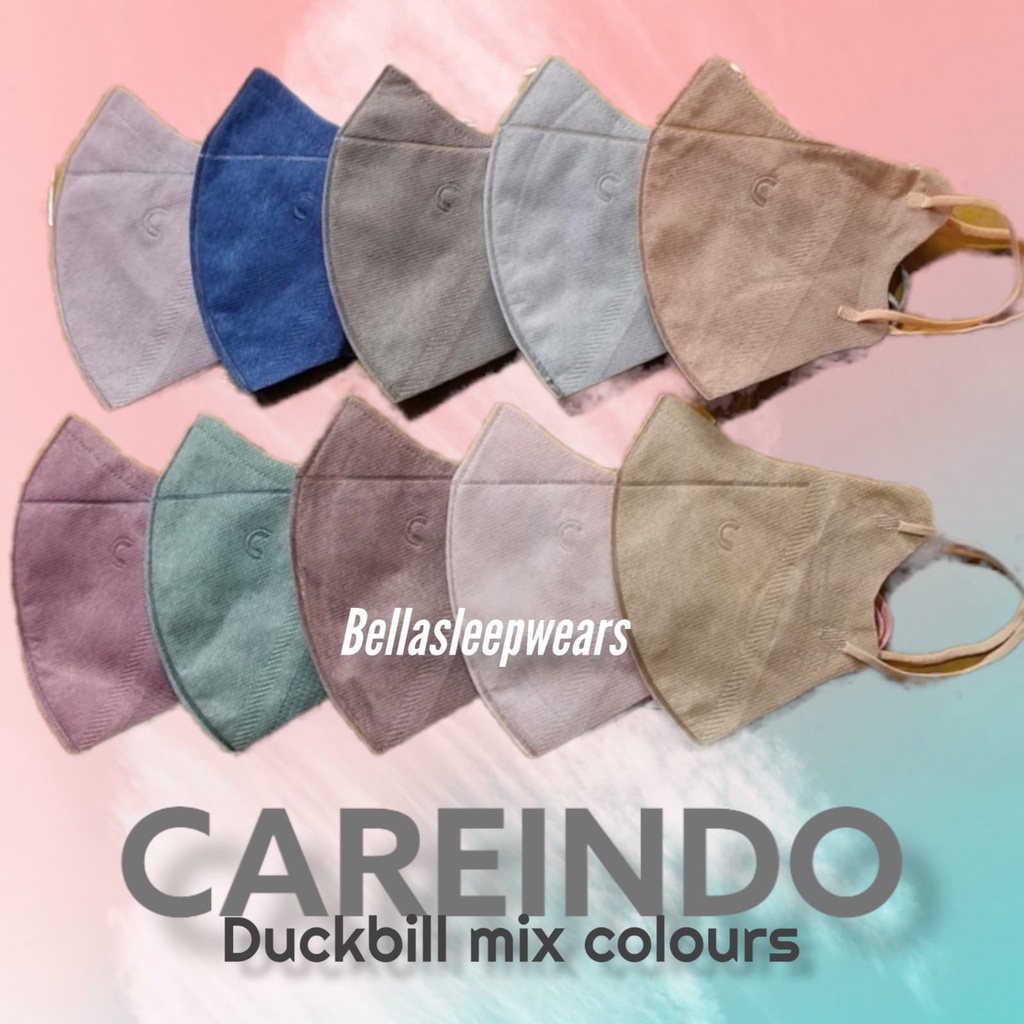 DUCKBILL CAREINDO MIX BOX ISI 50 - MASKER DUCKBILL 3PLY GARISCAREINDO EMBOS MIX WARNA MIRIP UTAMA