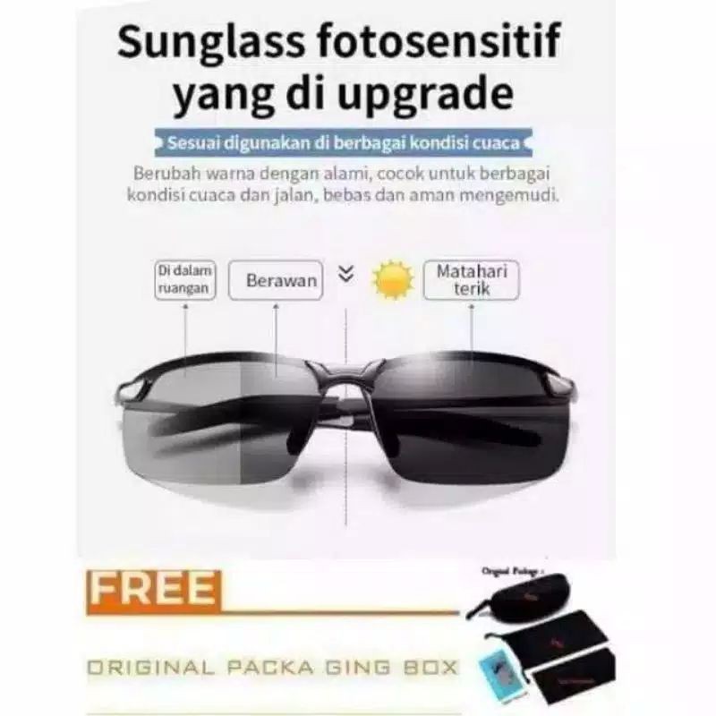 HBM Kacamata Anti Silau Siang Malam Polarized Photochromic Pria Wanita UV400