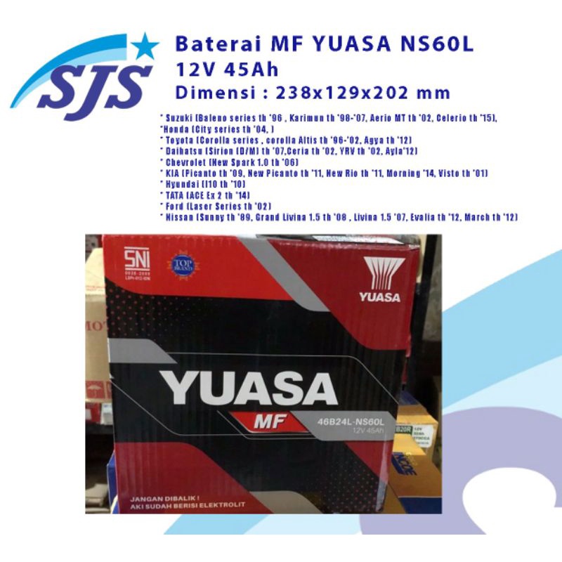 Aki Yuasa MF Ns60L / Accu Kering Nissan March