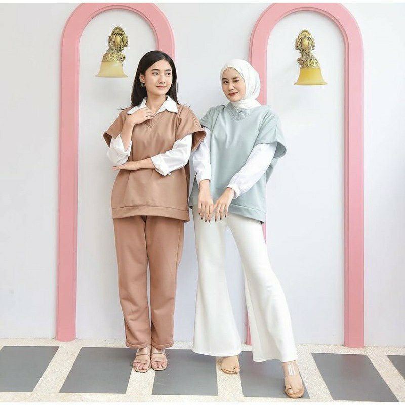 Best Seller drizzleday One Set rompi dan celanan fleece wanita korea baju olahraga vintage