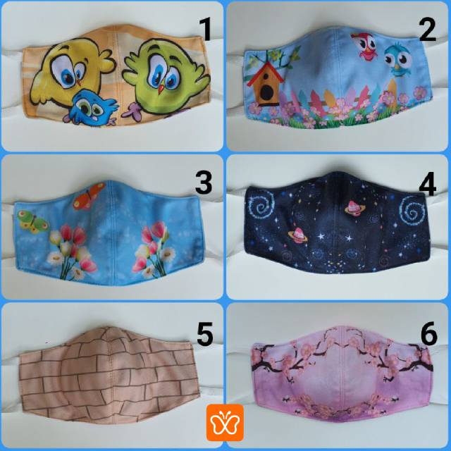 Hilzea Masker Kain 2 Layer / Lapis Dengan Gambar Motif dan karakter