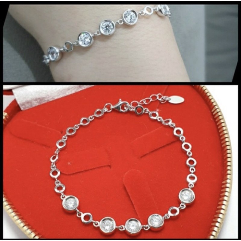 Gelang tangan wanita gelang tangan perak 925 lapis emas putih S345