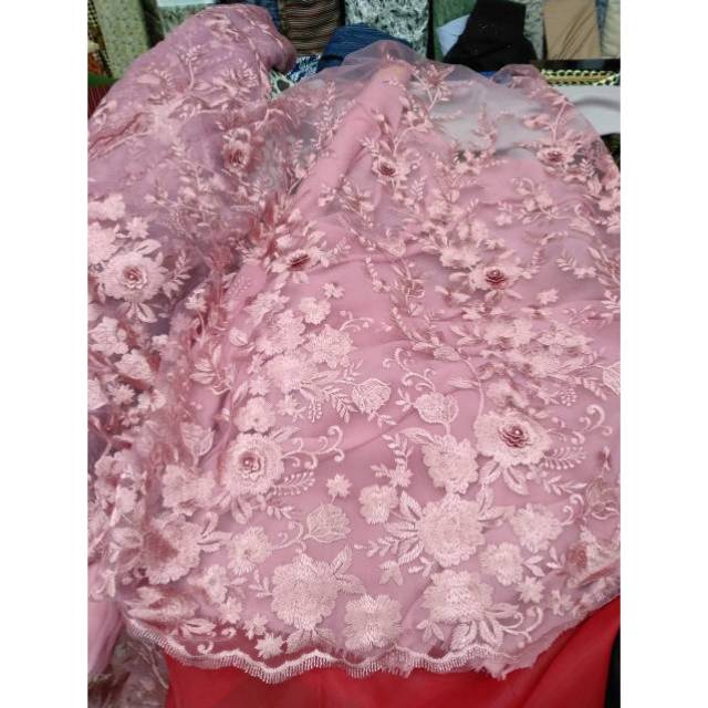 Brokat Tille 3D Mawar Sale Murah