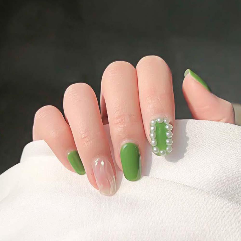 AUGUSTINA Agustina 3D Nail Art Dekorasi DIY Tips Manik-Manik Plastik Perhiasan AB Setengah Lingkaran-Mutiara