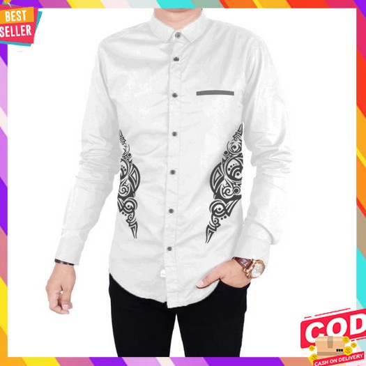 Baju Koko Lengan Panjang Manset Zubayr Rabbani Garaf Putra Kemeja Muslim Pria Lengan Panjang Atasan 