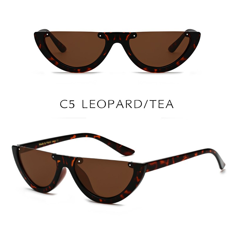 (YUZHU) Bayar di Tempat Cool Trendy Half Frame Kacamata Hitam Wanita/Pria Small Sunglasses Women/Men