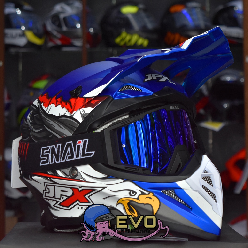 HELM JPX X39 BLUE PAKET GOOGLE SNAIL ORIGINAL - HELM JPX CROSS PAKET GANTENG JPX FOX1 CROSS TERBARU HELM JPX TERBARU-MX40 MATT BLACK/BLUE