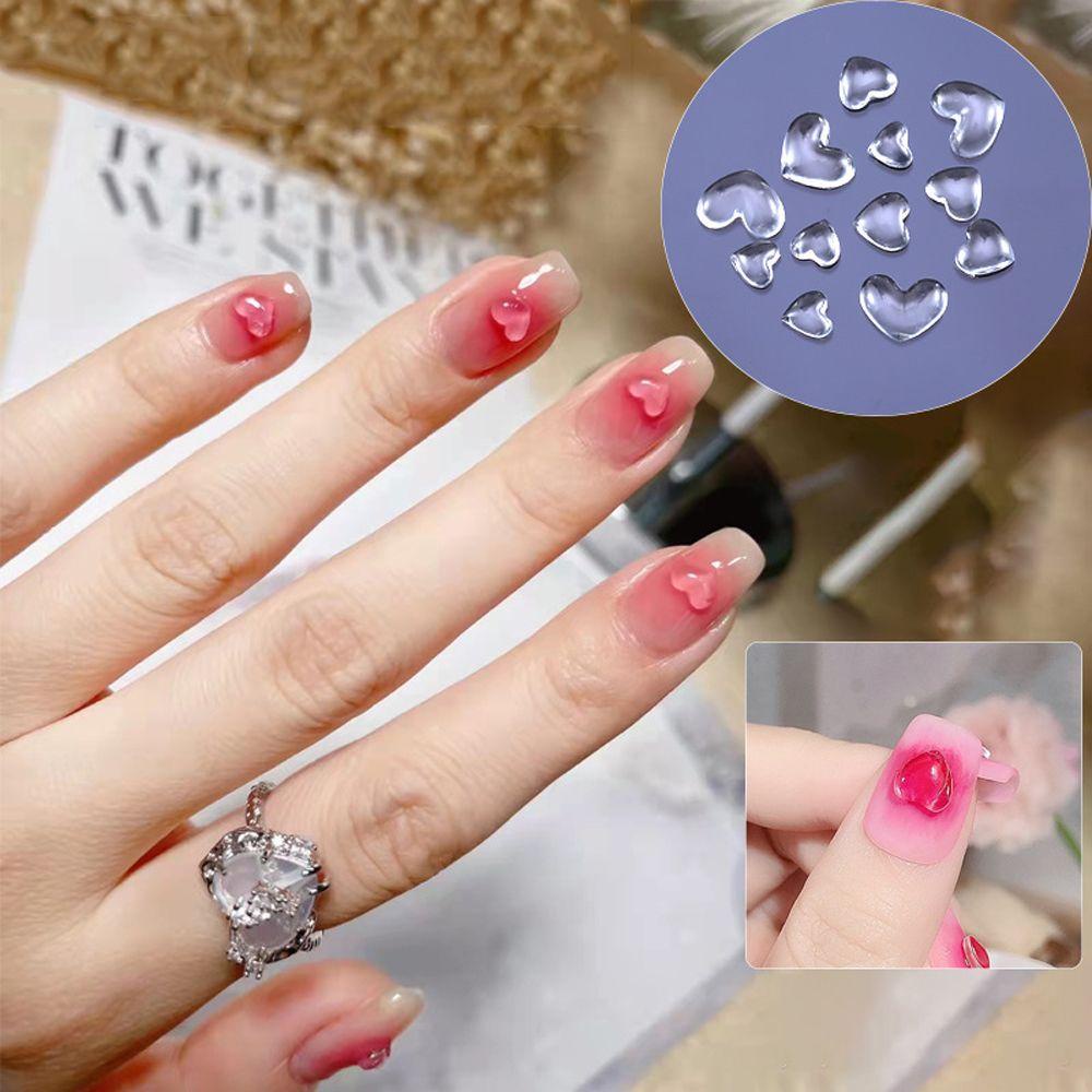 Mxbeauty Pesona Kuku Jantung Transparan Peach Heart 50pcs Cinta Hati Ornamen DIY Craft Nail Rhinestone Manicure Aksesoris