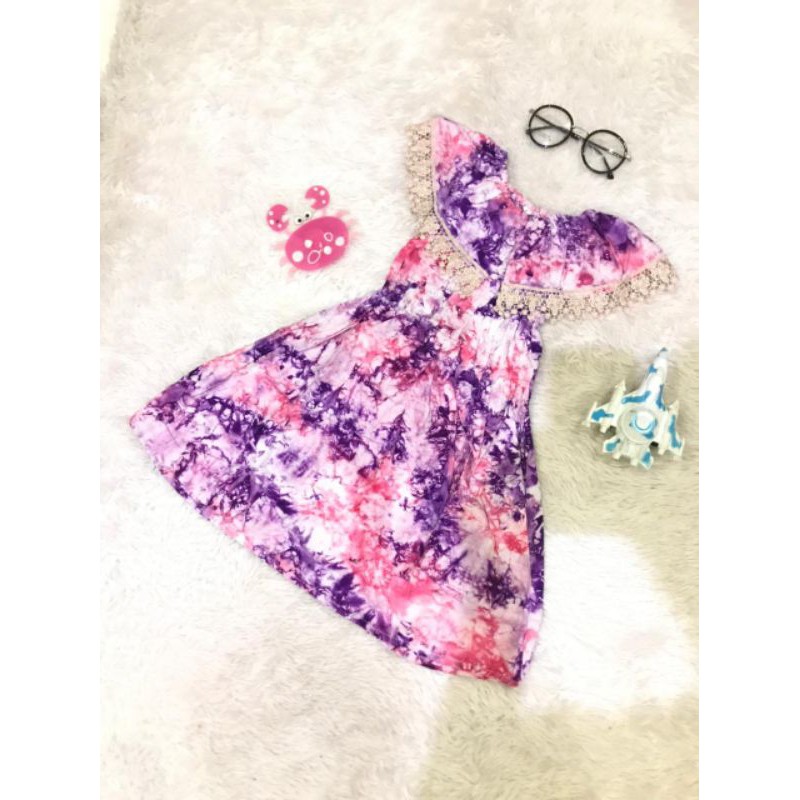 Daster Anak Tie Dye/Homedress Renda Anak Motif Tie Die/Daster Anak Hits/Daster Tie Dye/Fashion anak