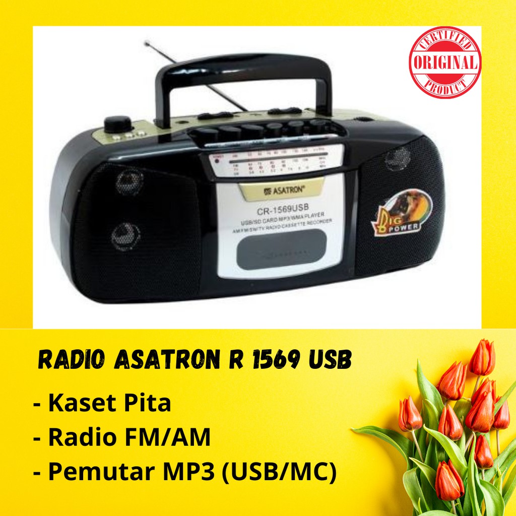 Radio FM AM SW/Radio Kaset Asatron CR 1569 USB 100% ORI