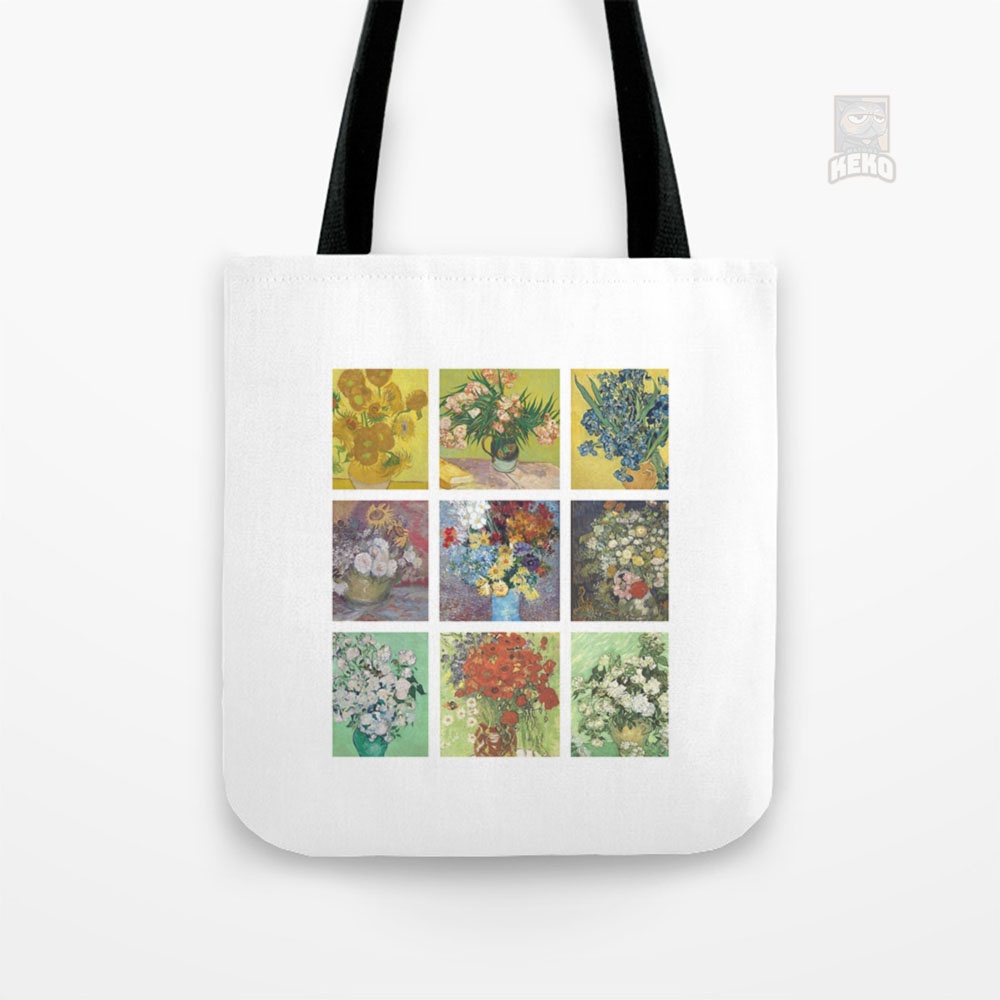 Tote Bag Kanvas Van Gogh Flower Collage