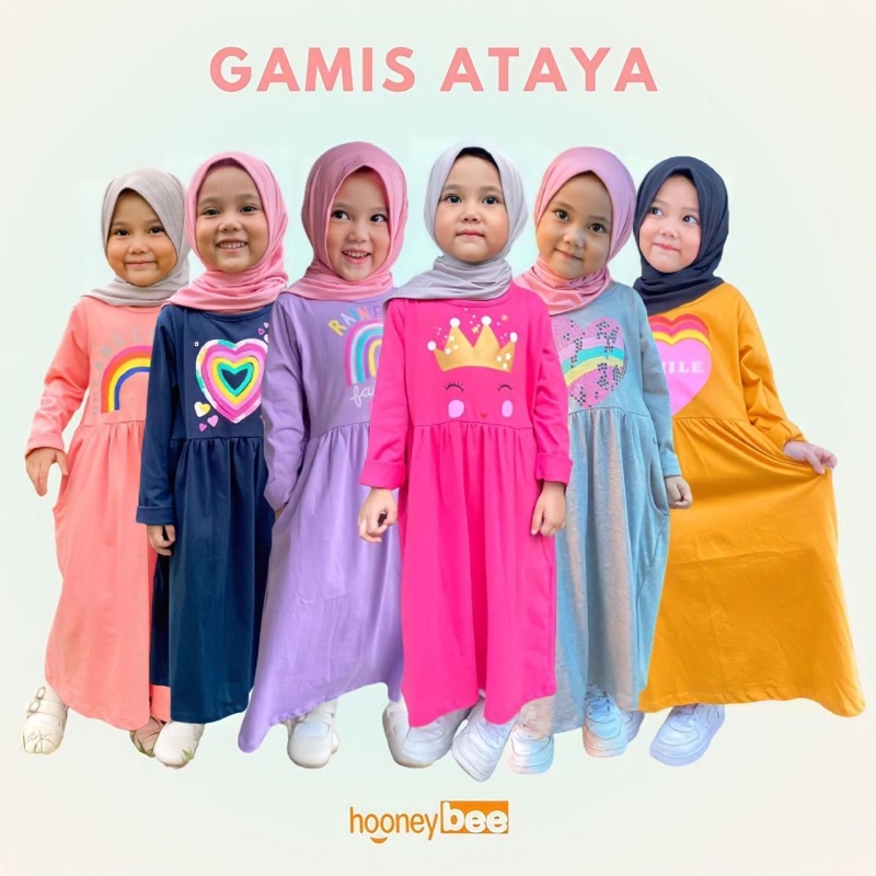 Gamis Anak Ataya Original Hooneybee Smilee Kaos Super Premium Pakaian Anak Perempuan Terlaris Termurah Best Seller