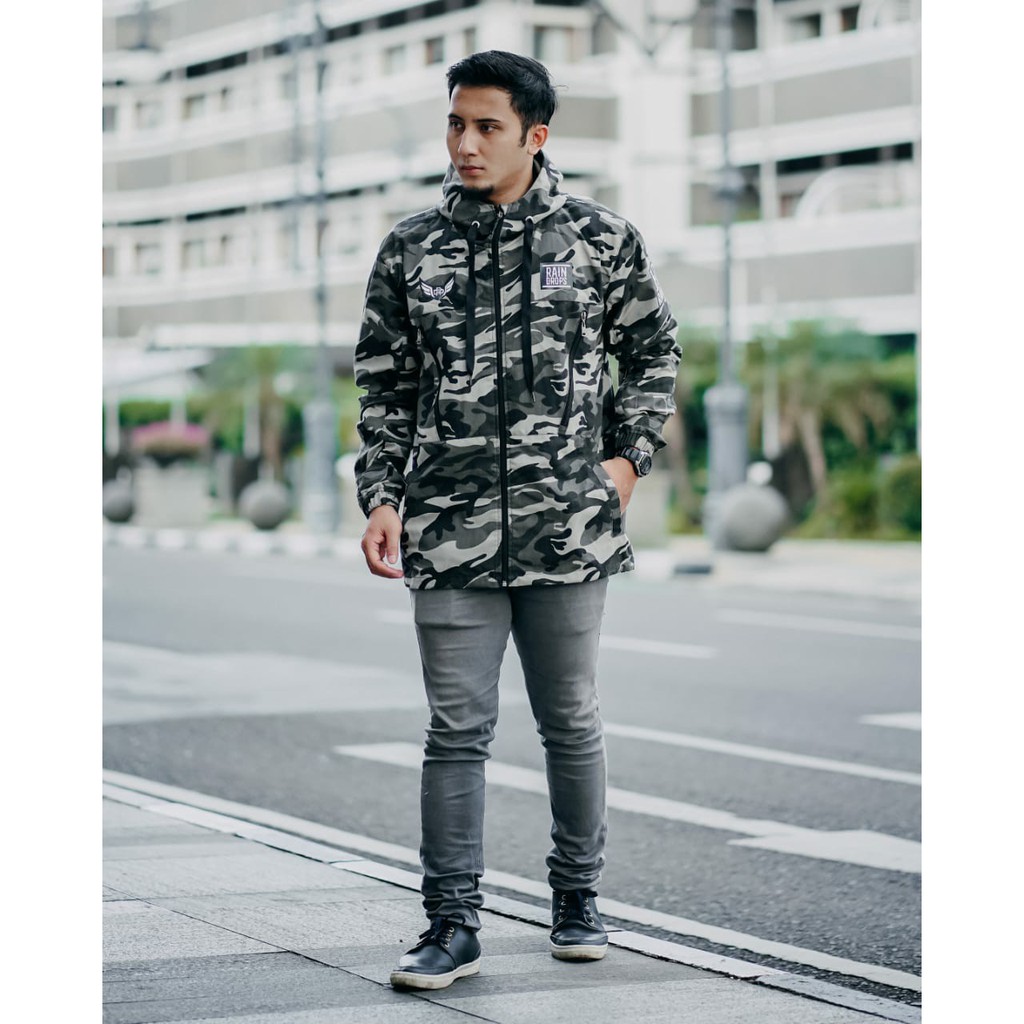 Jaket Camo Loreng Rain Drops Hoodie Zipper Terbaru