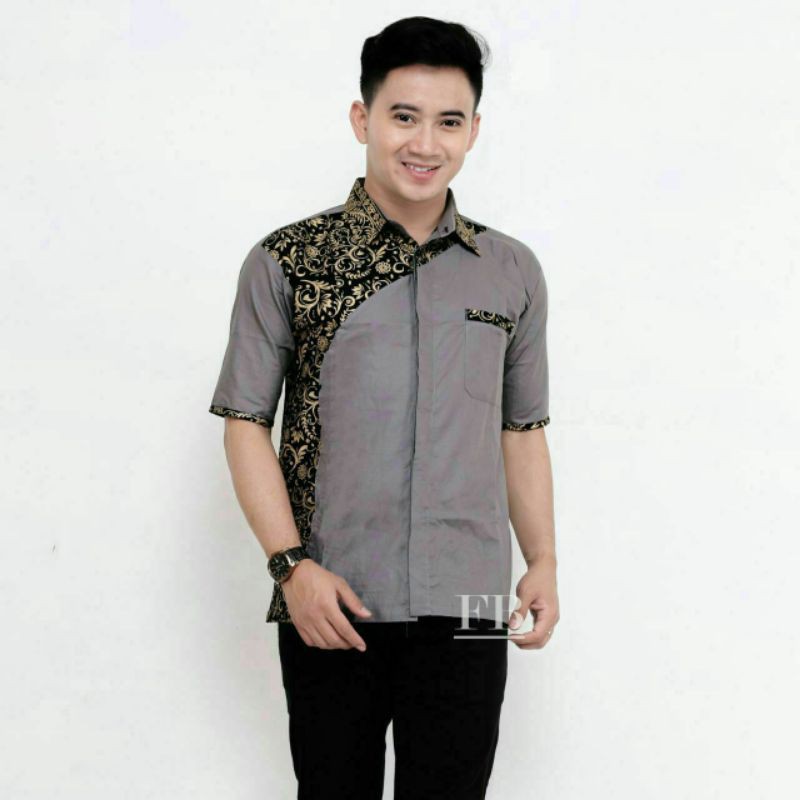 baju Koko kombinasi batik terbaru 2020 baju Koko muslim pria Koko batik halus termurah