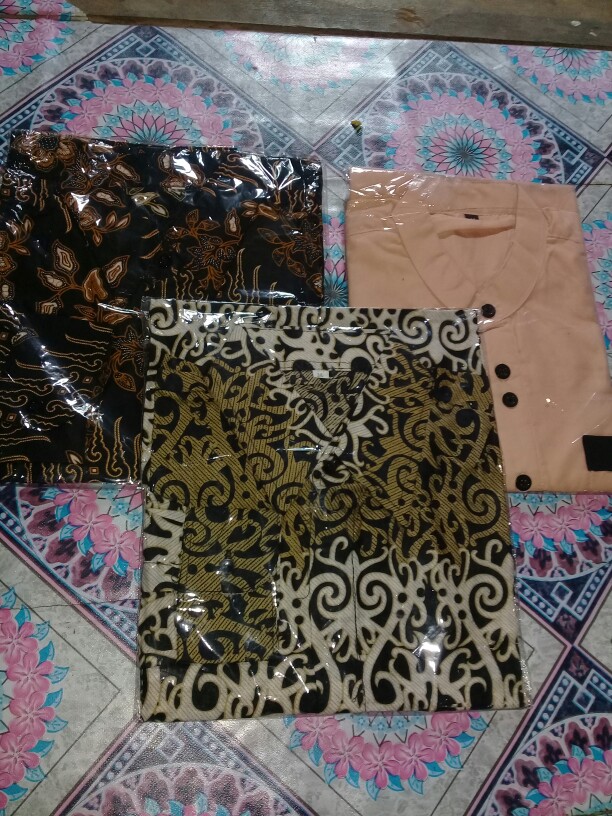 Kemeja Batik Pria Lengan Panjang Size M L Xl Xxl  Bswart Batik Hrb026 Kenongo Hem Panjang Padi
