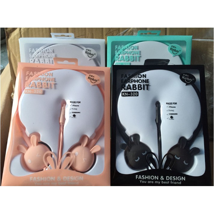 [KN-320] Headphone Headset Bentuk Kepala KELINCI Polos / Earphone Overhead Motif Kelinci Simple / Earphone Karakter Rabbit Head