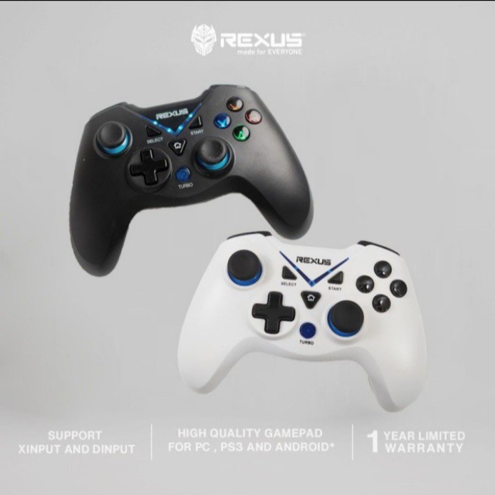 Rexus Gladius GX100 Wireless Gamepad Rexus GX100 GX 100 - Hitam/putih - Hitam