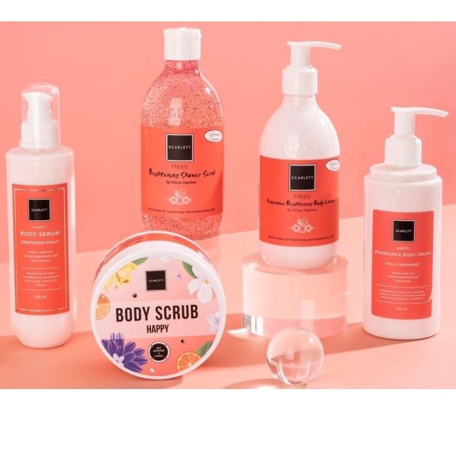 SCARLETT Whitening Happy Series - Paket Perawatan Badan Scarlett 5in1 - Original Scarlett Happy Seri