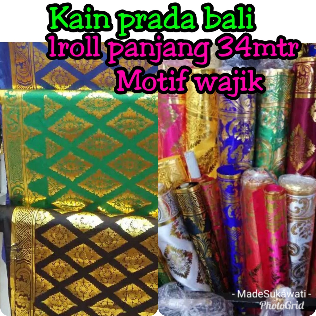 Kain prada Bali emas motif wajik harga per meter kain dekorasi khas bali