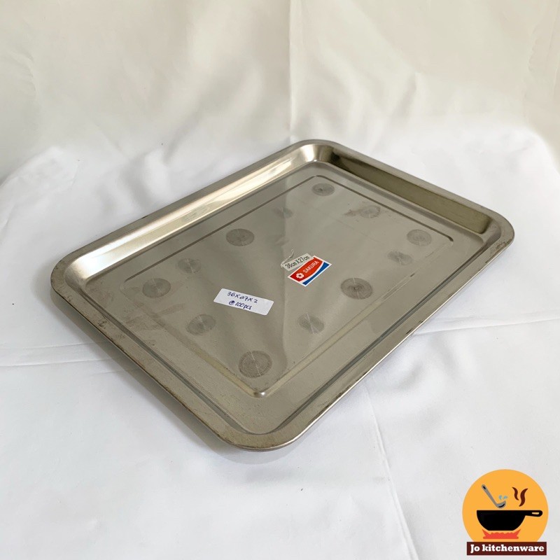 Nampan / baki segi stainless ceper sakura tebal / 36x27x2 cm
