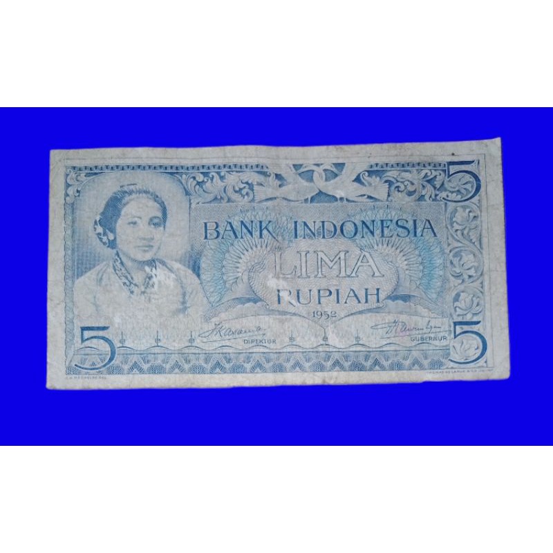 WN Uang kuno 5 Rupiah Kartini Th 1952