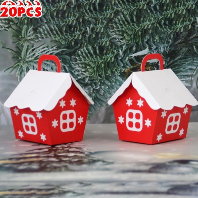 

20PCS NEW XMAS HOUSE SHAPE GIFT BAGS CHRISTMAS CANDY BOX COOKIES DGFXG6563