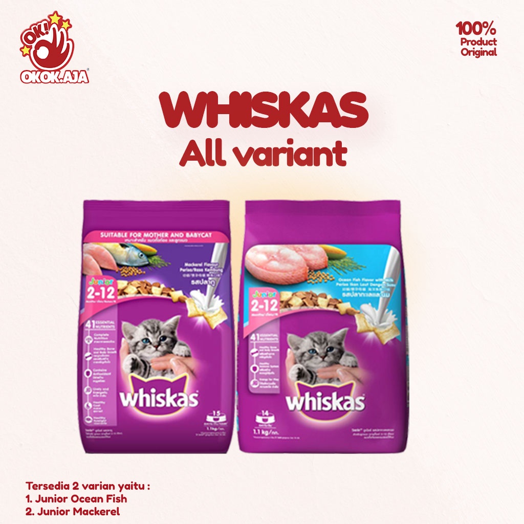 Makanan Kucing kering premium murah WHISKAS JUNIOR Freshpack 1,1kg