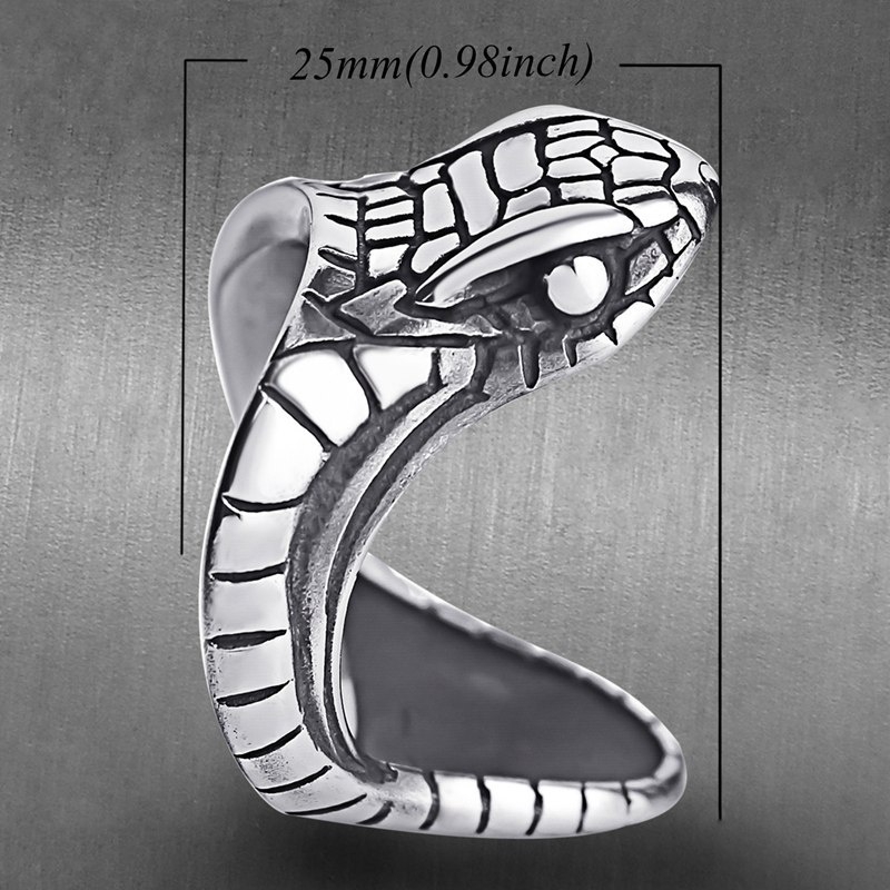 Retro Punk Snake Head Pria Cincin Fashion Perhiasan Aksesoris