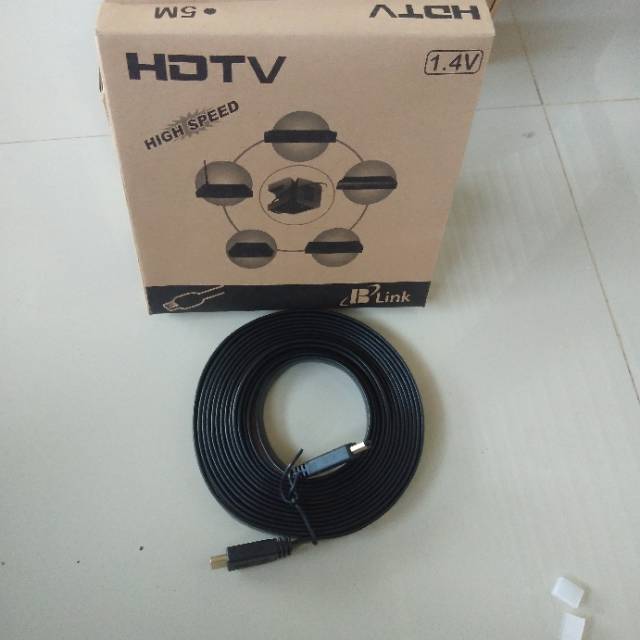 Kabel HDMI Flat 5Meter Gold Plate Versi 1.4