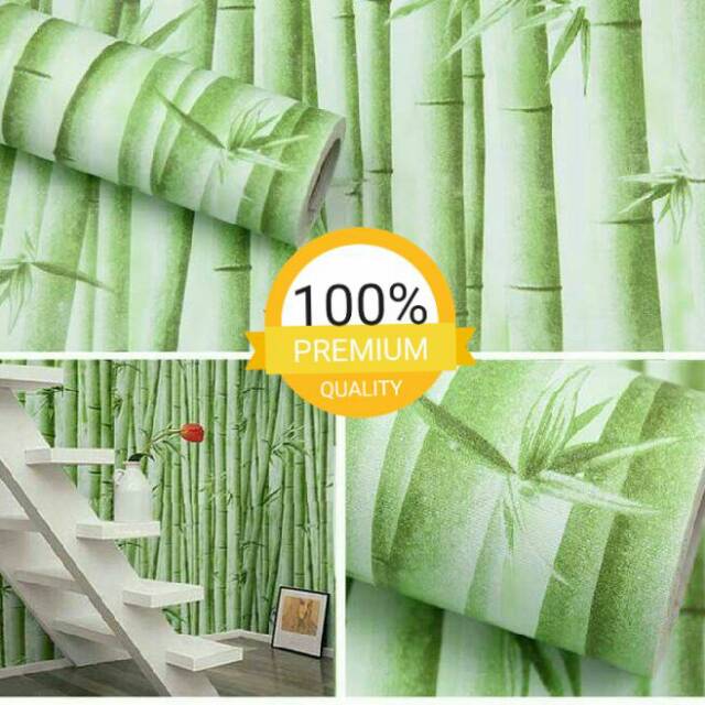 Wallpaper Dinding motif bambu hijau